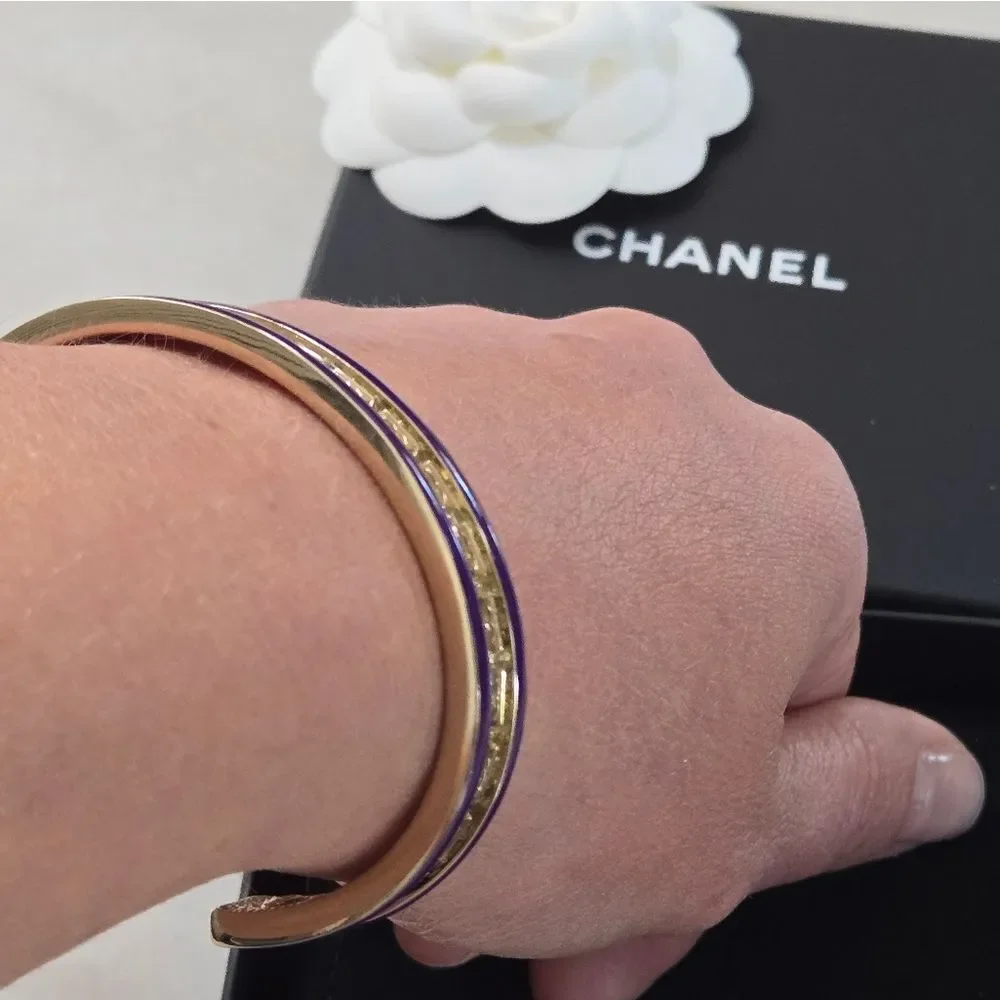 Chanel CC Gold Purple Bracelet New